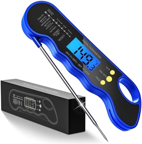 TRAUSI Instant Read Meat Thermometer, Blue