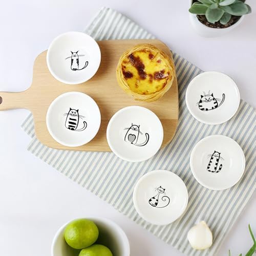 BigNoseDeer Super Cute Cat Ceramic Sauce Dish,Mini Side Seasoning