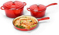 Hisencn 3-Piece Enameled Cast Iron Skillet Set Ceramic Coated Cast Iron