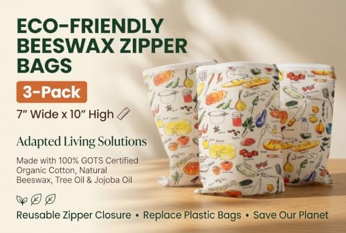Natural Beeswax Produce Bags, 3-Pack, 7 x 10-Inch