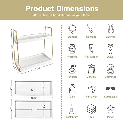 Forbena Bathroom Counter Organizer, White Gold