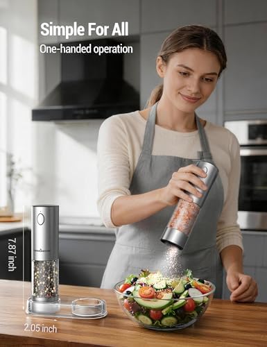 ThermoMaven Electric Salt and Pepper Grinder Set, 110ml, Rechargeable