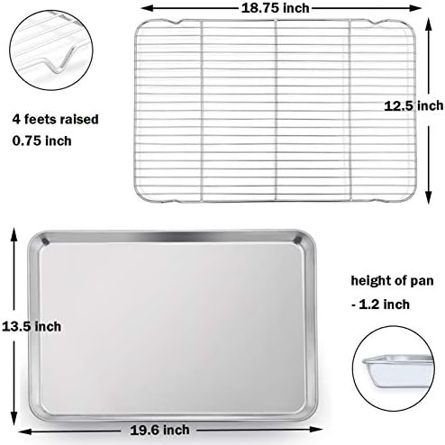 P&P CHEF Stainless Steel Baking Sheet with Rack Set for Cookie