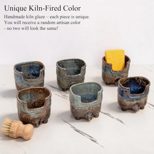 Ceramic Kitchen Sink Sponge Holder with Drain