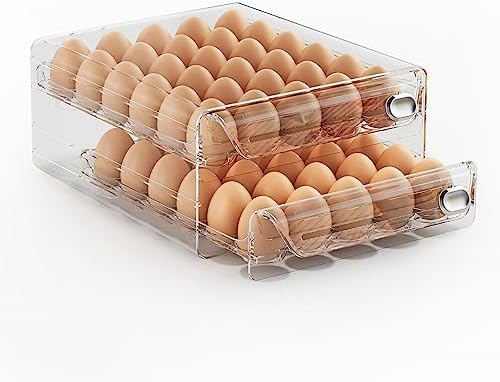 60 Egg Holder for Fridge, Egg Container for Refrigerator, Stackable