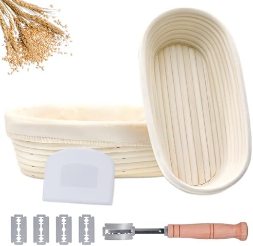 Banneton Bread Proofing Basket Set of 2, 11 Inch Oval Proofing Basket
