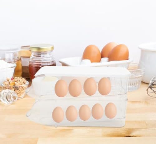2pcs Drawer Style Egg Holder, Stackable Plastic Storage Organizer