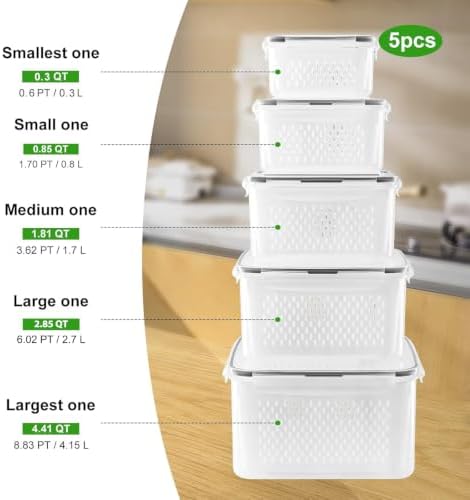 5 PCS Large Fruit Storage Containers for Fridge