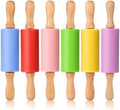 Mini Silicone Rolling Pin for Kids, Non-stick Surface Wood Handle