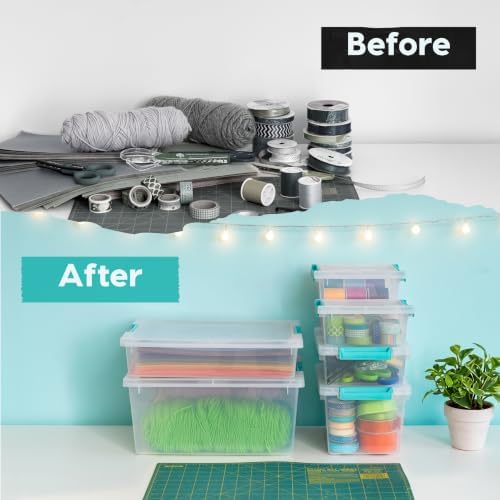 IRIS USA 6 Qt Storage Bins with Lids, 4-Pack, Clear