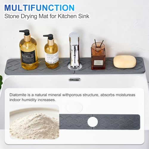 Faucet Mat for Kitchen Sink, Splash Guard with Cup Coaster