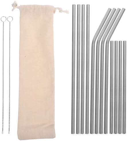Xmas Long Stainless Steel Drinking Straws Set with Cleaning Brushes