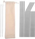 Xmas Long Stainless Steel Drinking Straws Set with Cleaning Brushes