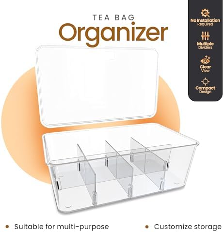 Utopia Home Tea Bag Organizer with Lids, Stackable Tea Box, 3 Pack