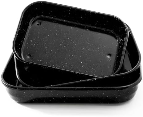 3-Pack Turkey Roasting Pans 17/15/13Inch Spotted Enamel Steel,Ovens