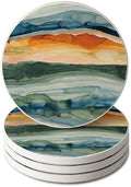 Thirstystone Watercolor Sunrise 4 Pack Round Absorbent Stone Coasters