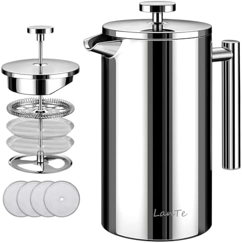 LANTE French Press Coffee Maker, 1.5L Double Insulated 304 Stainless