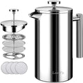 LANTE French Press Coffee Maker, 1.5L Double Insulated 304 Stainless