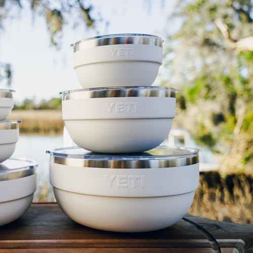 YETI Rambler Bowl, Vacuum Insulated, Stackable and Nestable Stainless Steel Bowl with Lid, 2 Quart, White