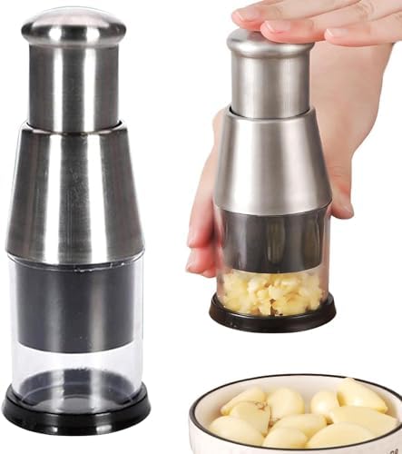 Silver Stainless Steel Garlic Press and Masher