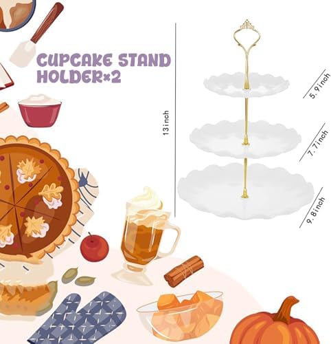 5 Pcs Cake Stand Set with 2 Tier Holders & 3 Appetizer Trays for Party
