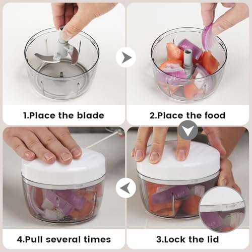 Manual Food Processor & Vegetable Chopper White - 2.3 Cup Mini