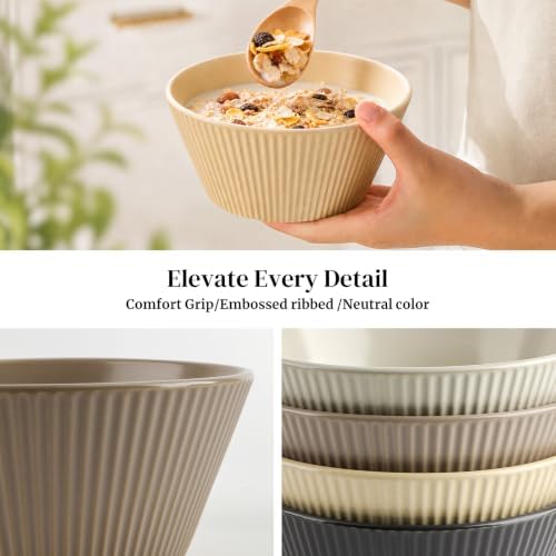 DOWAN 22 OZ Cereal Bowls Set of 4, Ceramic Soup Bowls for Cereal