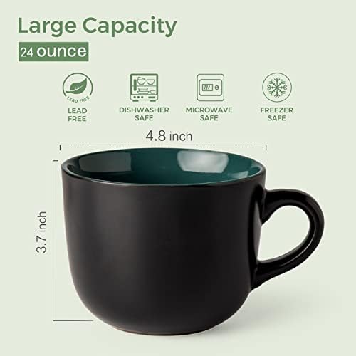 GBhome Jumbo Soup Mugs with Handles, 24 Oz Large Coffee Mugs Set of 4