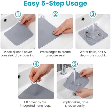 JJUNW 2Pack Silicone Tub Stopper, 8 x 8 Inch Drain Covers to Keep Bugs
