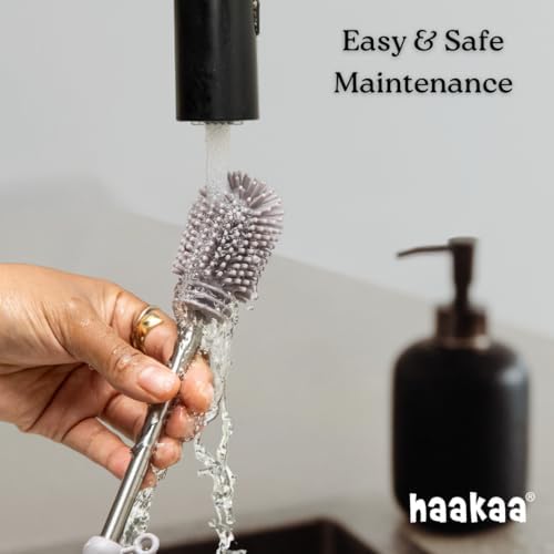 Haakaa Food-Grade Silicone Double-Ended Cleaning Brush (Brush-Grey)