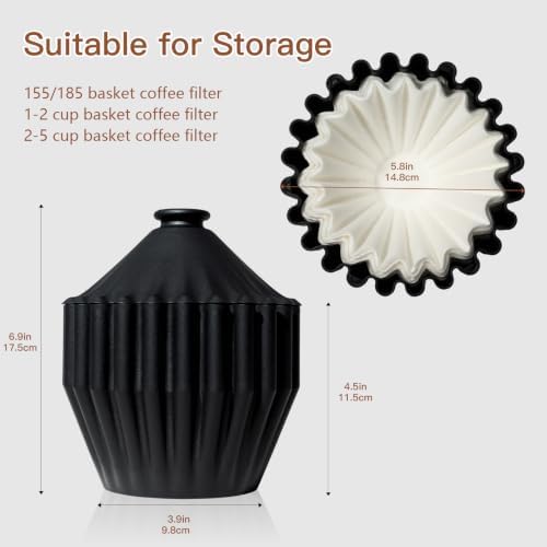 Coffee Filter Holder Container for 155/185 Basket Paper Filters