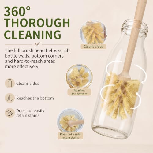 2-in-1 Wood Bottle Brush & Stainless Steel Straw Cleaning Brush