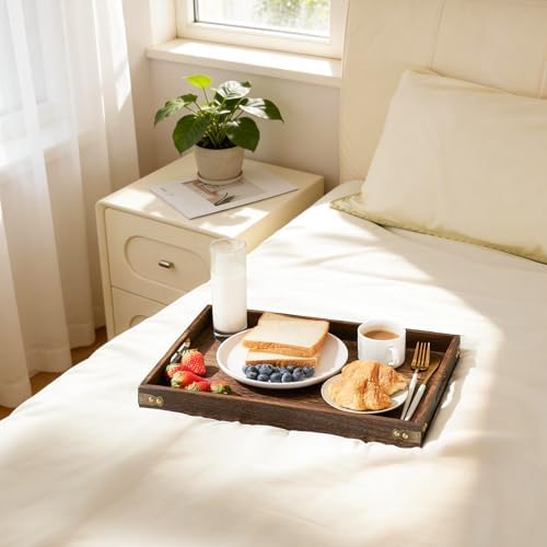 Wood Serving Tray - 17In Large Serving Tray with Handles | Decorative