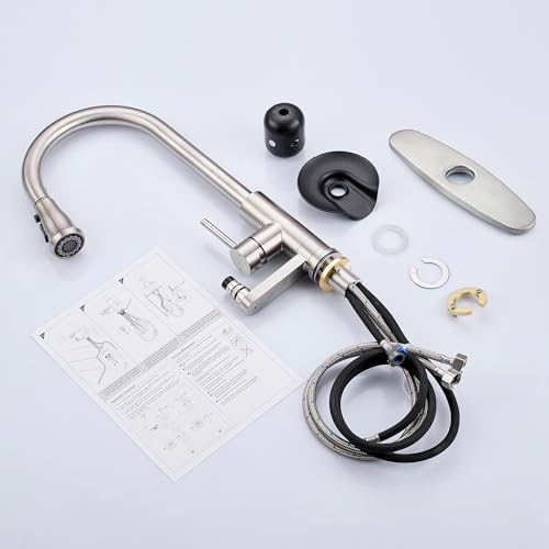 Pull-Down Kitchen Faucet with Glass Rinser, Brushed Nickel