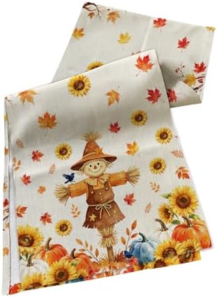 Fall Scarecrow Table Runner & Place Mats Set of 6, 70 in