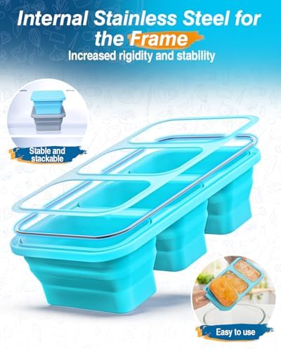 Silicone Freezer Trays With Lid, 2 Pack Collapsible Silicone Freezer