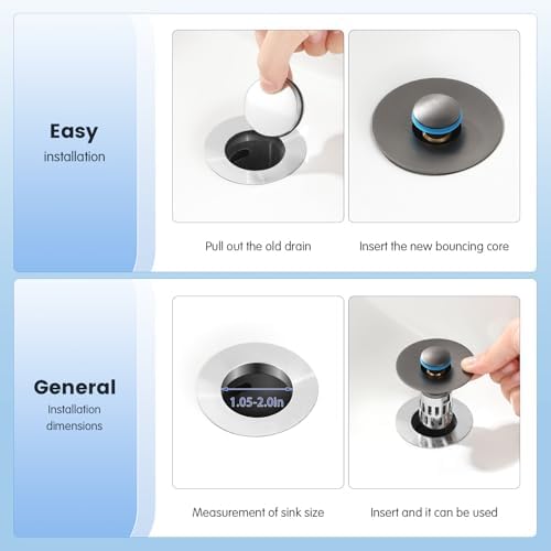 All Metal - Bathroom Sink Stopper,Universal Pop Up Bathroom Sink Drain