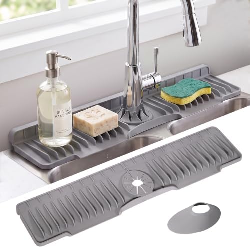 24" Longer Silicone Faucet Mat for Kitchen Sink Splash Guard