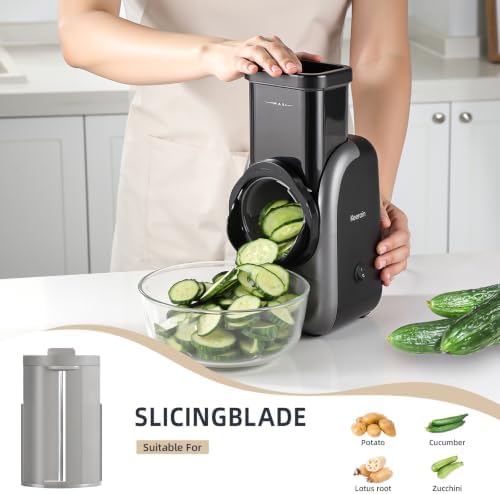 Electric Vegetable Slicer and Cheese Grater, 4 Stainless Steel Blades