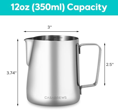 CASABREWS CASMP350 Milk Frothing Pitcher with Sharp Spout, 350ml