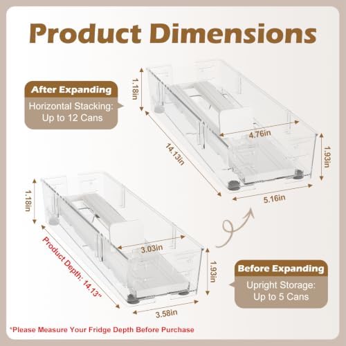 Drink Organizer for Fridge, Spring Push Can Dispenser