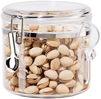 OGGI Clear Canister Airtight 38oz - Clamp Lid & Spoon - Airtight Food
