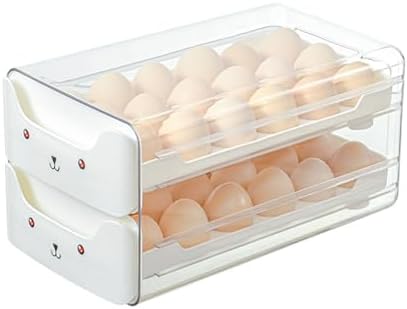 Refrigerator Egg Storage Box, Large Capacity Double Layer Drawer Egg