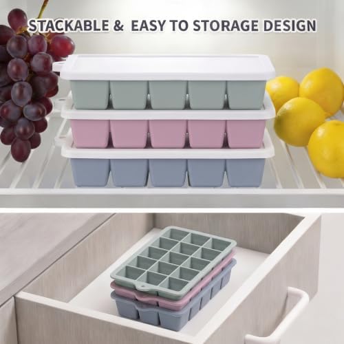 Silicone Ice Cube Tray 3 Pack, HANCELANT Ice Cube Mold, Ice Trays for