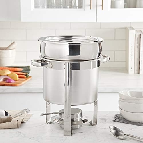 Winco 15 qt Stainless Steel Brazier Pan with Lid