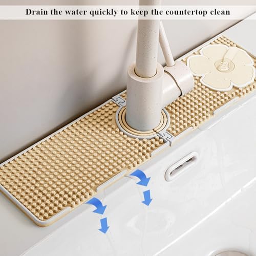Faucet Mat for Kitchen Sink Splash Guard, 15 Inch Long Faucet Draining