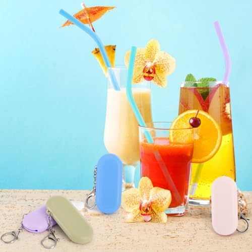 10 Sets Silicone Straws with Case, Collapsible Angled Drinking Straw