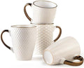 Ceramic Coffee Mug Set - 16 Oz Large Coffee Mugs - Embossed Stoneware