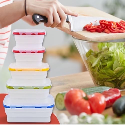 ECOBERI Collapsible Food Storage Containers with Lids, 5 Piece, 12-40