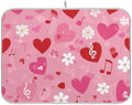 OTVEE Pink Melody Pattern Dish Drying Mat for Kitchen Counter
